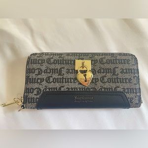 Juicy Couture Grey and Navy Continental Wallet with Gold Accents